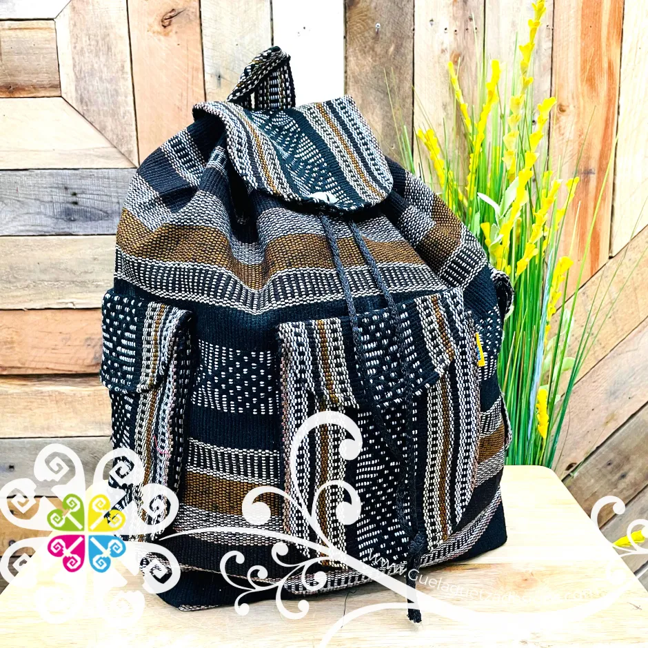 Large Boho Backpack with 3 Pockets - - Mochila Escolar