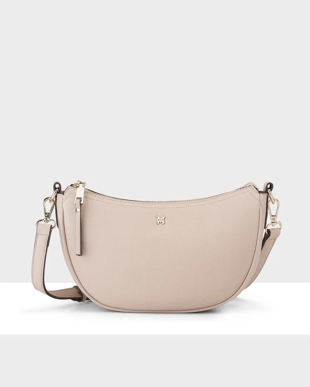 Layla Zip Top Curved Crossbody With Stripe Strap