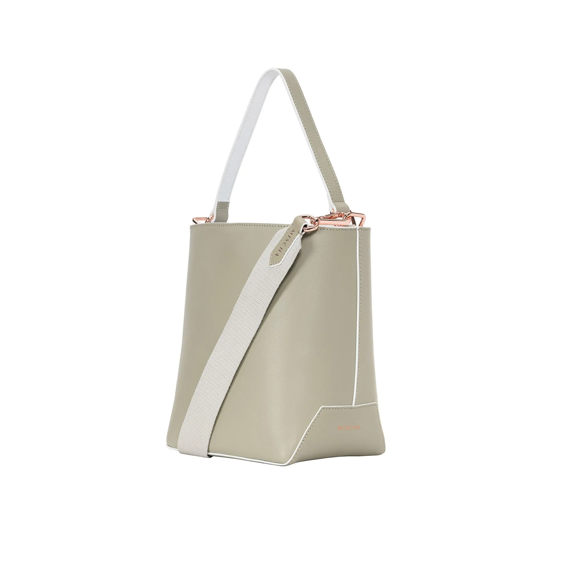 Leather Bucket Bag - Stone