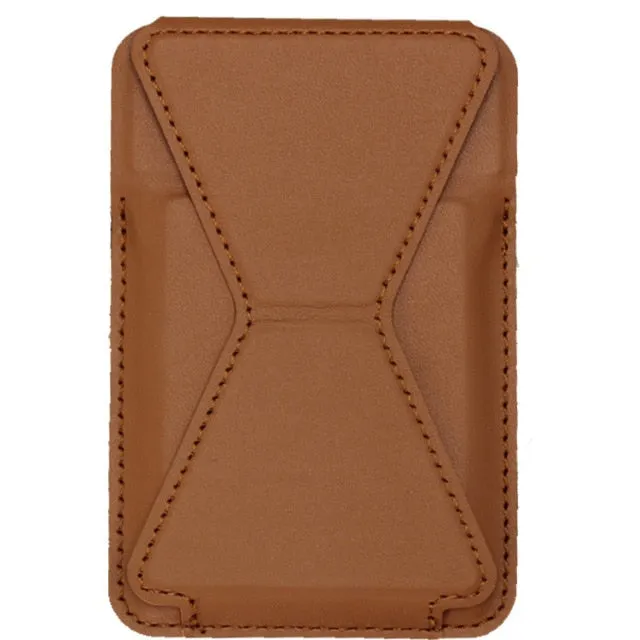 Leather Magnetic Card Holder Wallet Stand