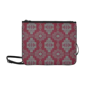 Light Gray with Maroon Slim Clutch Bag