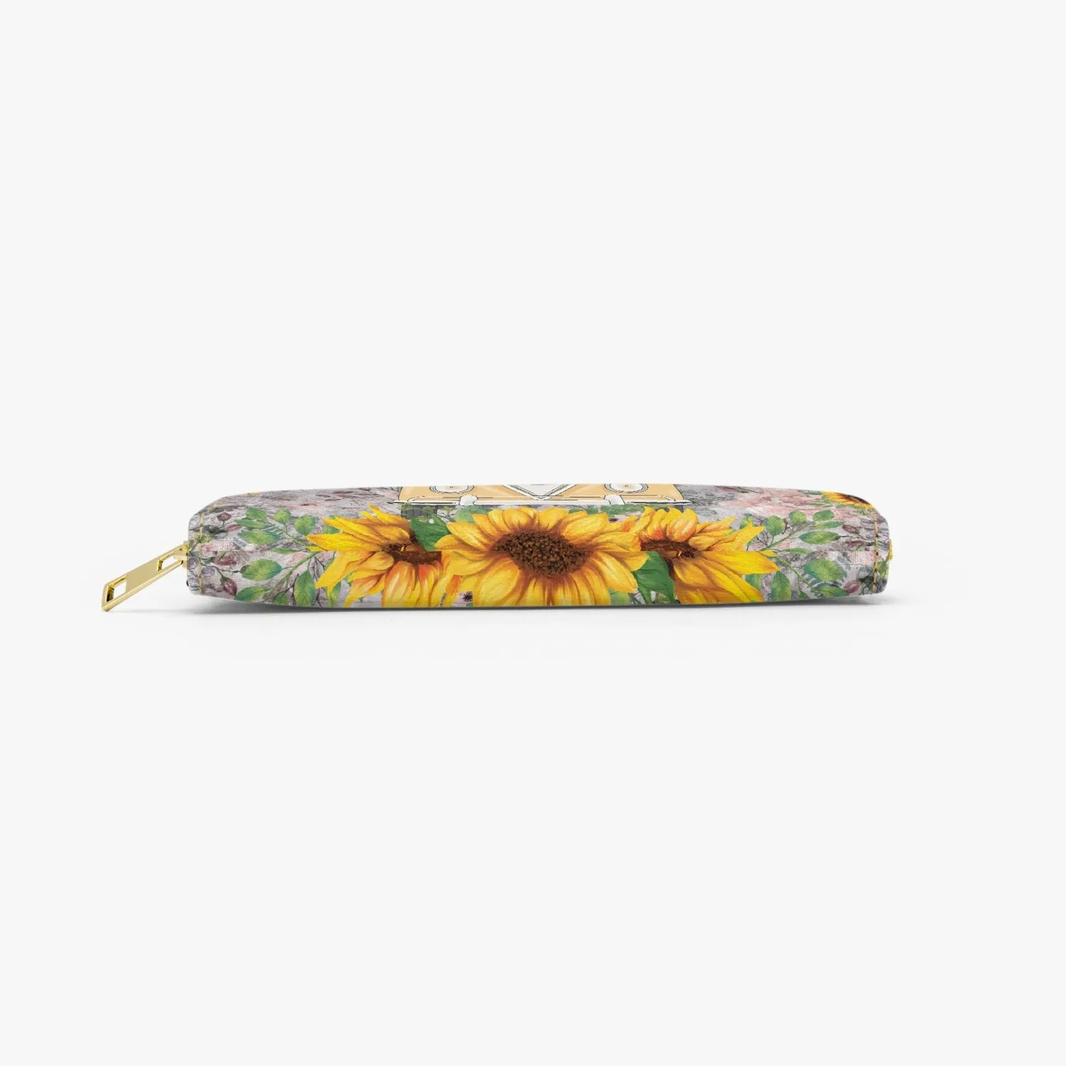 Long Type Zipper Purse, Combi Van, Sunflowers, awd-1358