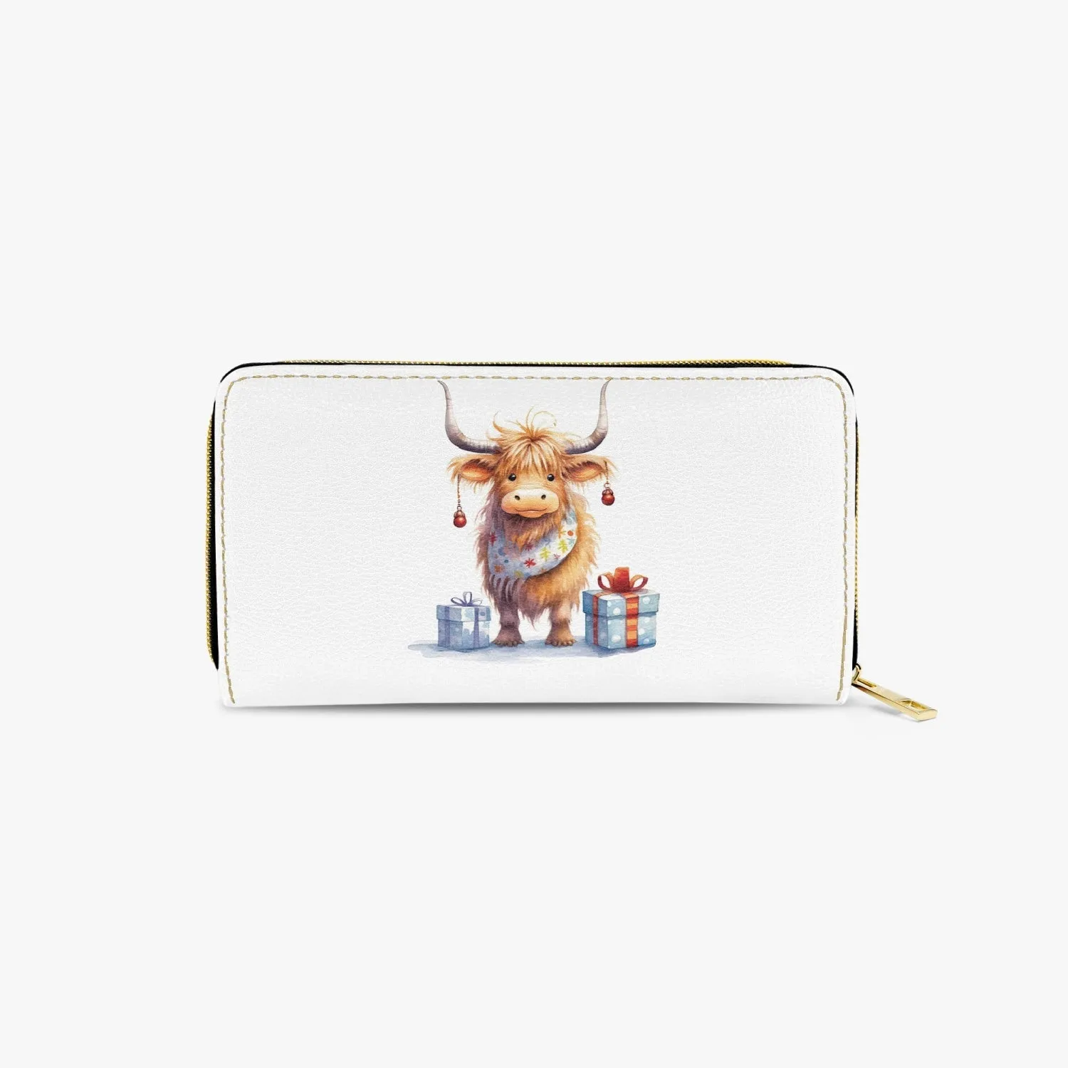 Long Type Zipper Purse, Highland Cow, awd-555