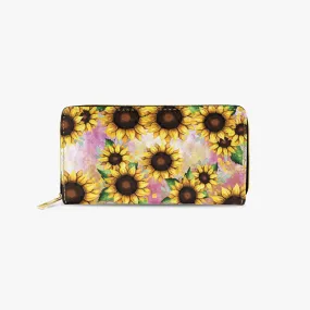 Long Type Zipper Purse, sunflowers, awd-1372