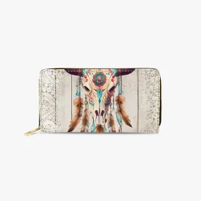 Long Type Zipper Purse - Western Boho Skull