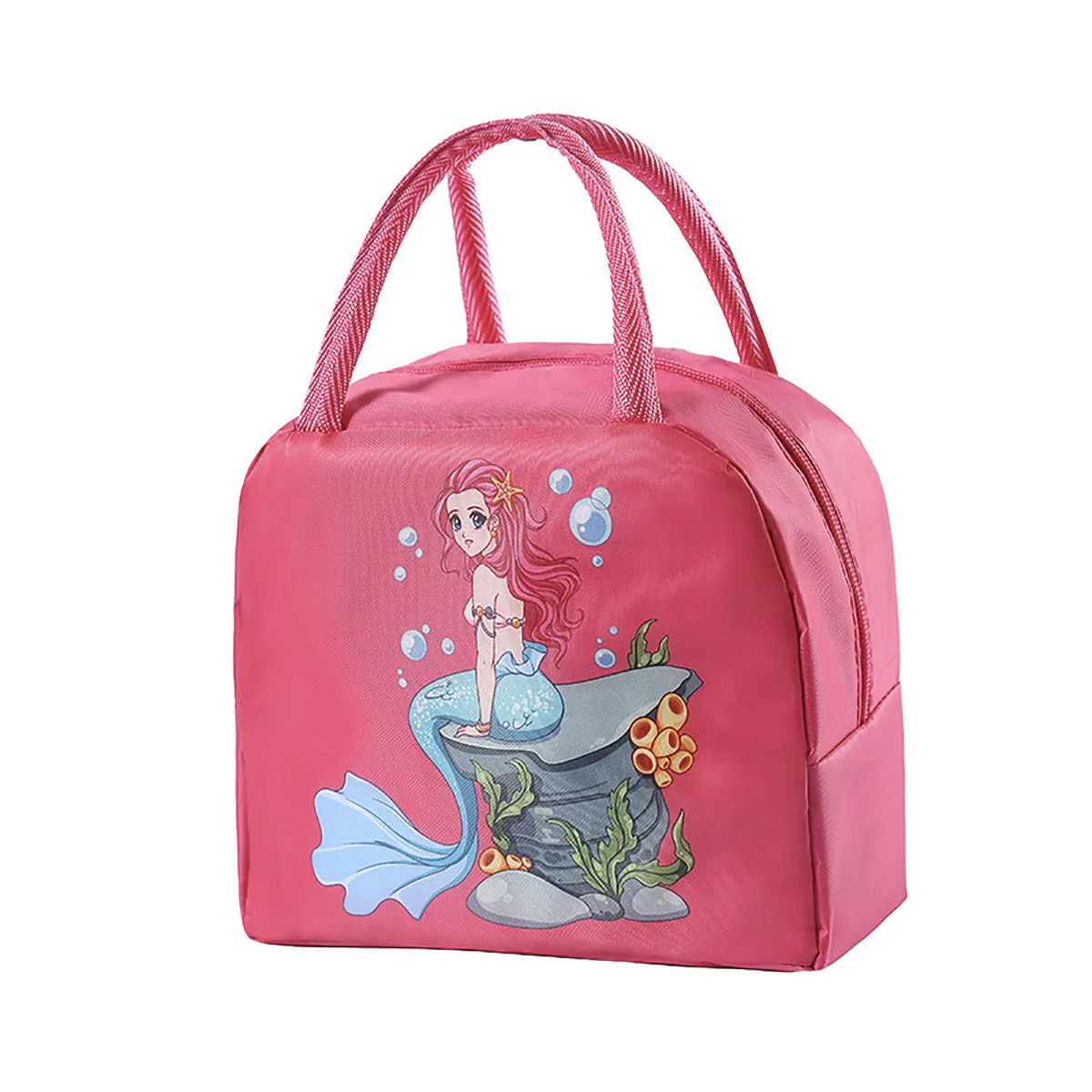 Lunch Box Insulated Bag Soft Leakproof Lunch Bag for Kids Men Women, Durable Thermal Lunch Pail for School Work Office | Fit 6 Cans-Pink Mermaid