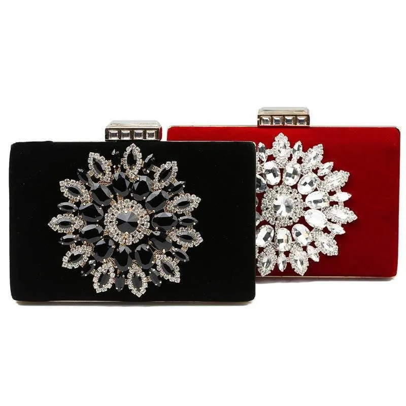 Luxy Moon Diamond Evening Bags Luxury Rhinestone Flower Clutch