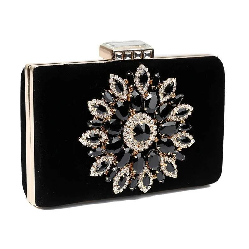 Luxy Moon Diamond Evening Bags Luxury Rhinestone Flower Clutch