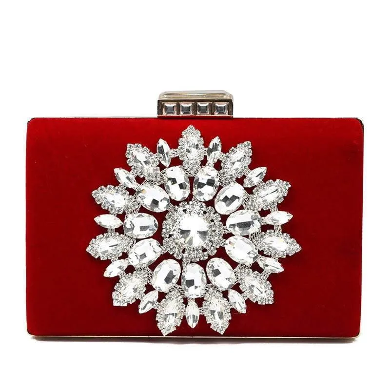 Luxy Moon Diamond Evening Bags Luxury Rhinestone Flower Clutch