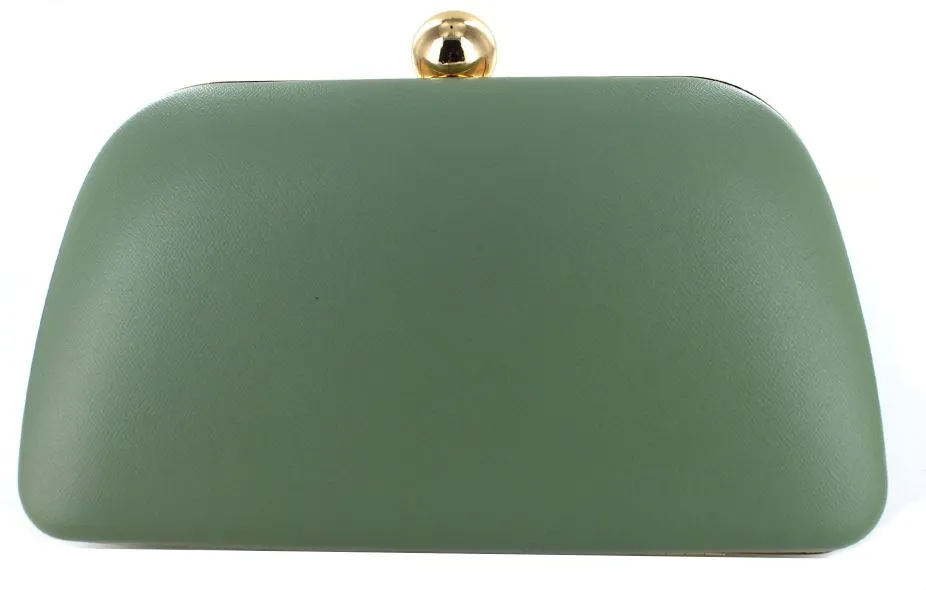 Mac EB0462 Khaki Green Plain Frame Clutch Bag