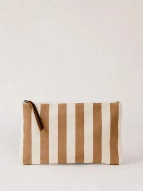 Marlow Canvas Clutch in Pecan Cabana Stripe