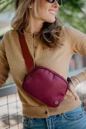 Maroon Solid Belt Bag