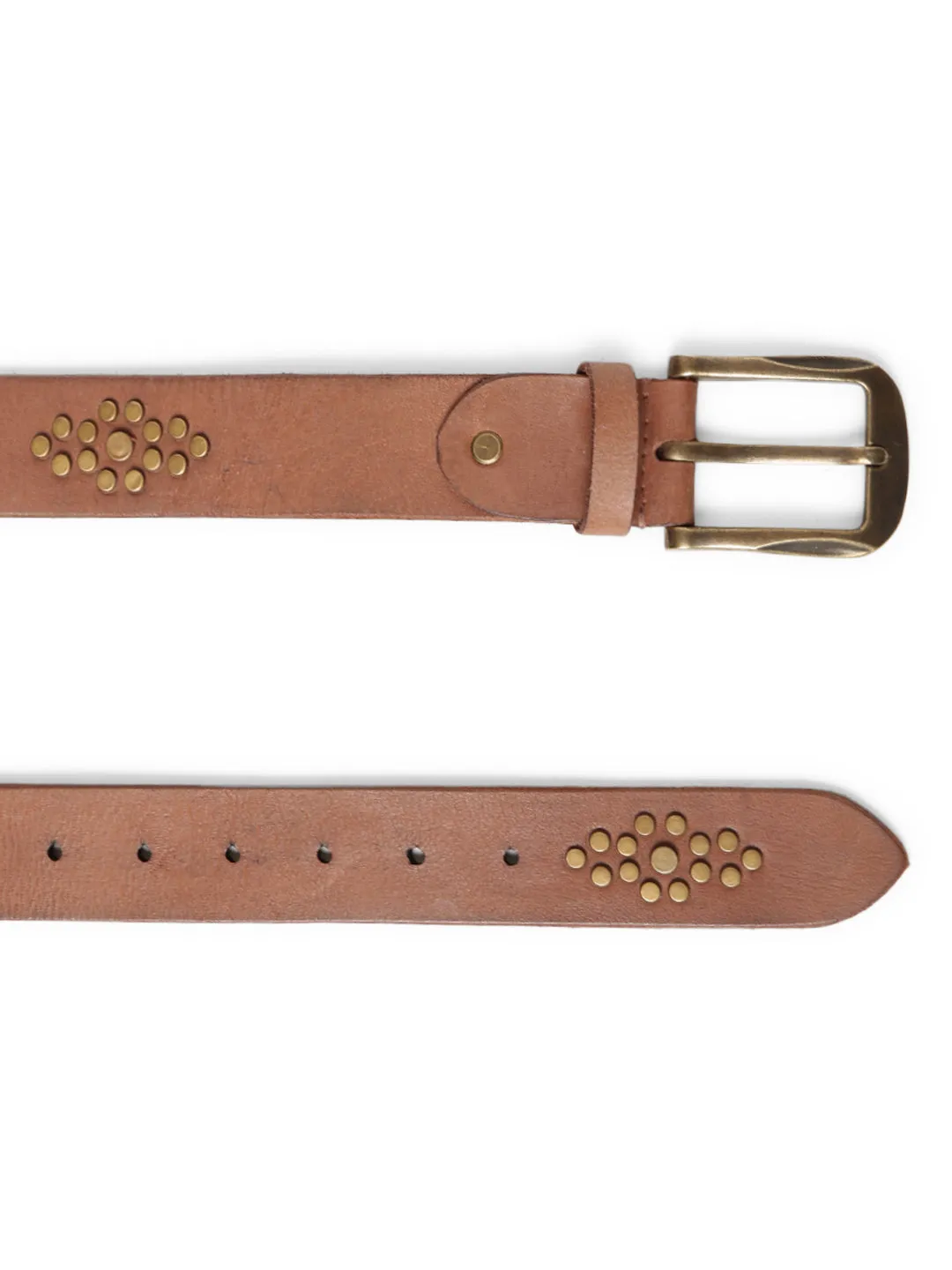 Mens Natrual Studded Leather Belt By Art N Vintage