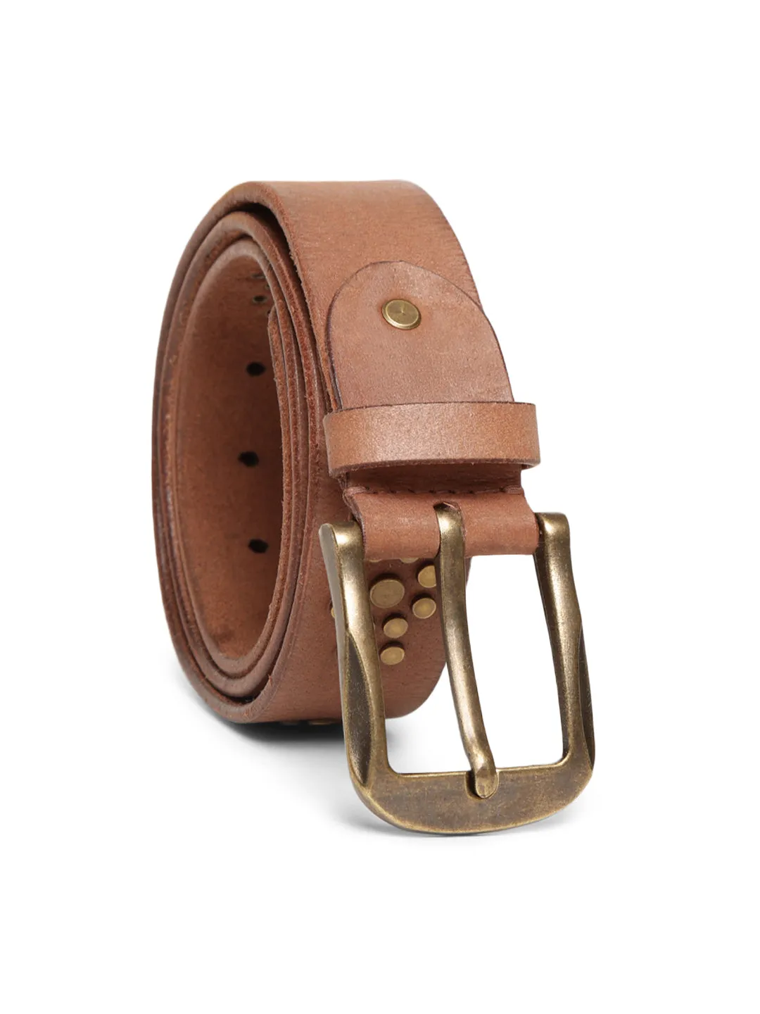 Mens Natrual Studded Leather Belt By Art N Vintage