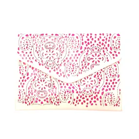 Michelle Ivory and Neon Pink Clutch Bag