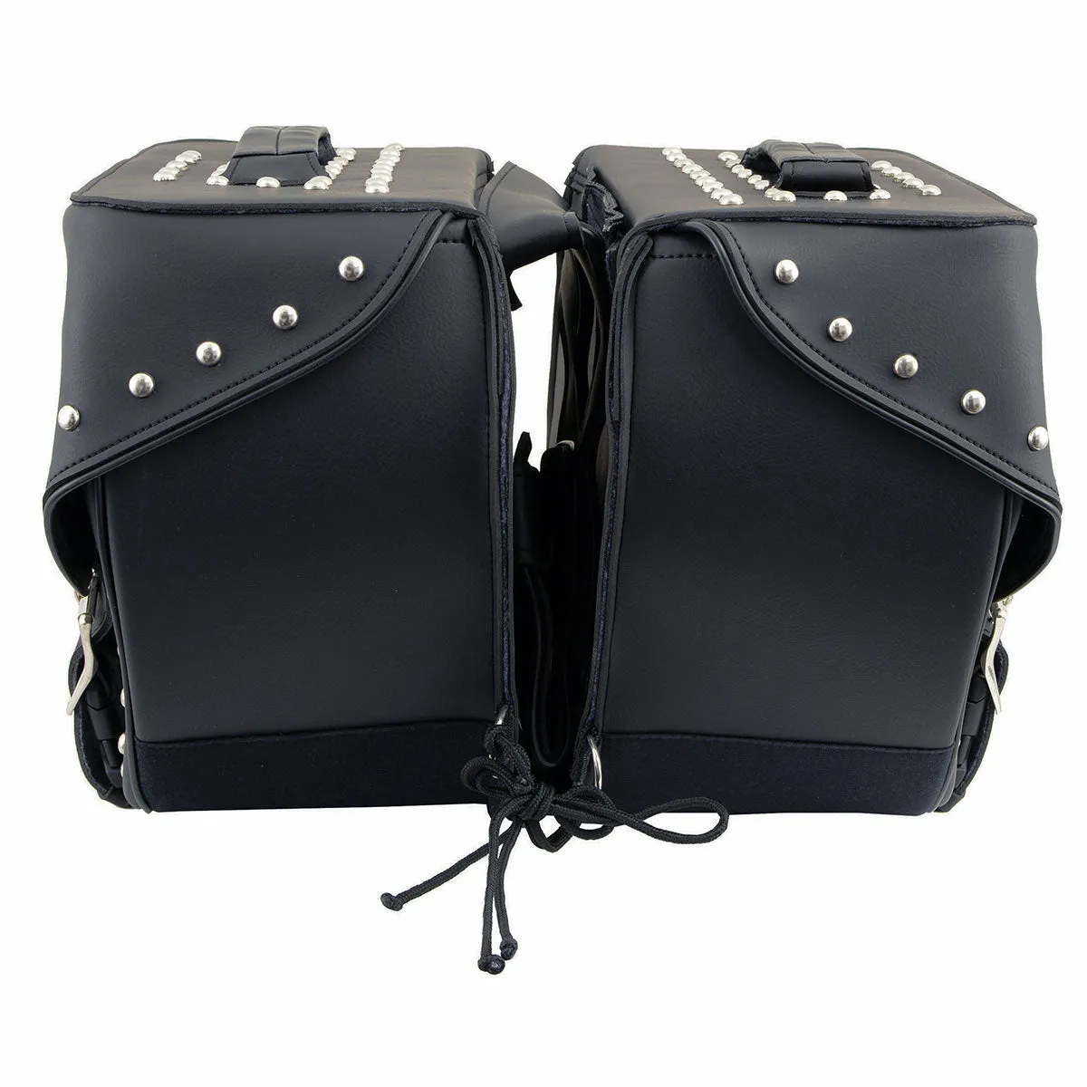 Milwaukee Leather SH551ZB Black PVC Zip Off Chrome Studded Motorcycle Saddlebag