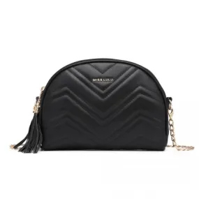 Miss Lulu Trendy Tassel Crossbody Bag - Black | Fashionable & Functional Handbag