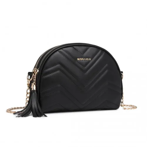 Miss Lulu Trendy Tassel Crossbody Bag - Black | Fashionable & Functional Handbag