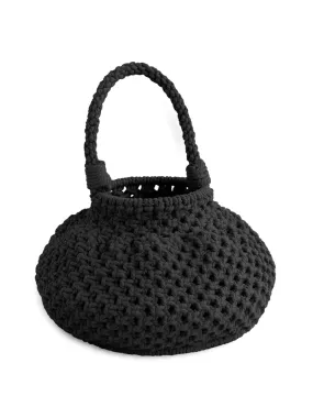 Naga macrame bucket bag in black