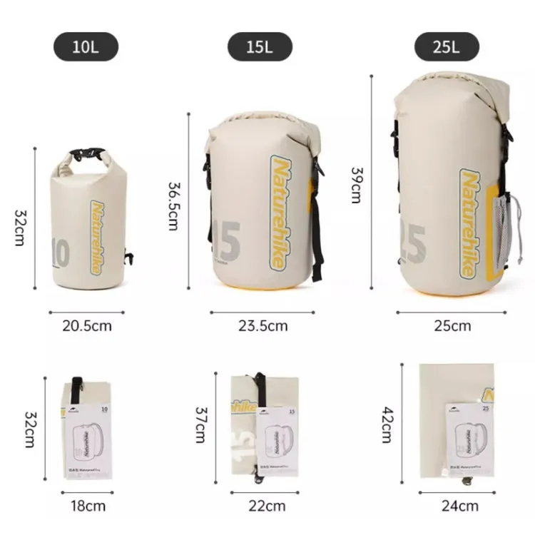 Naturehike Rafting Waterproof Bag Dry Wet Separate Shoulder Bag Outdoor Swimming Pack, Color: 25L White