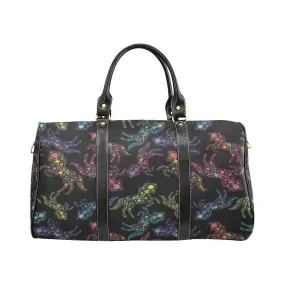 Neon Floral Horses Waterproof Travel Bag/Small