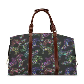 Neon Floral Wolves Classic Travel Bag