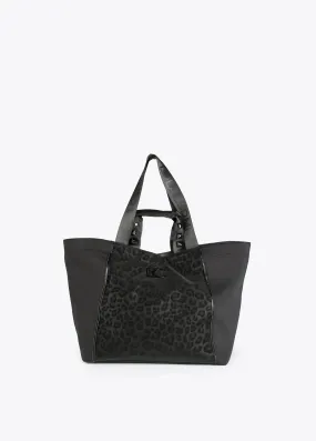 Neoprene and animal print tote bag