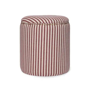 NEW Footstool Harbour Stripe Wool Redwood - Studded