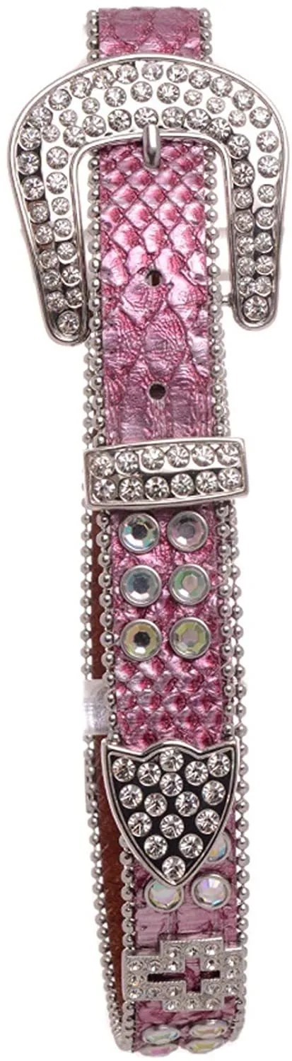 Nomad Creek Cross Rhinestone Studded Kids Leather Belt