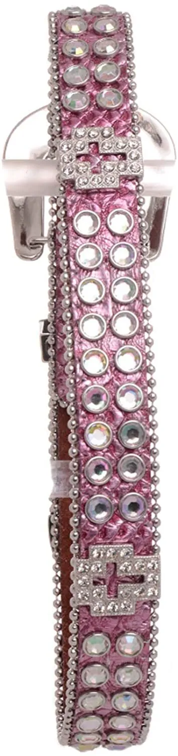 Nomad Creek Cross Rhinestone Studded Kids Leather Belt