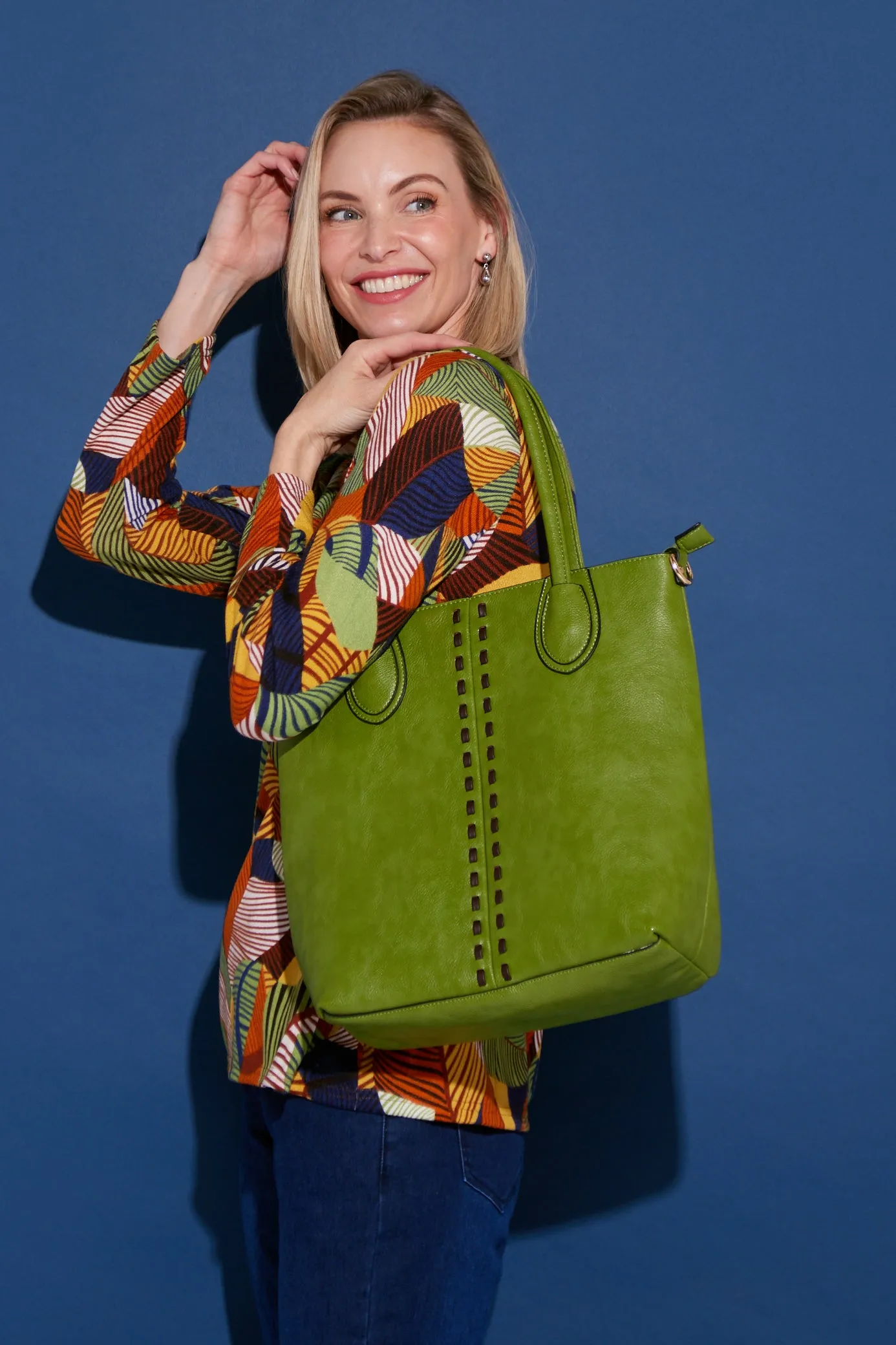 Olivia Tote Bag & Clutch - Green