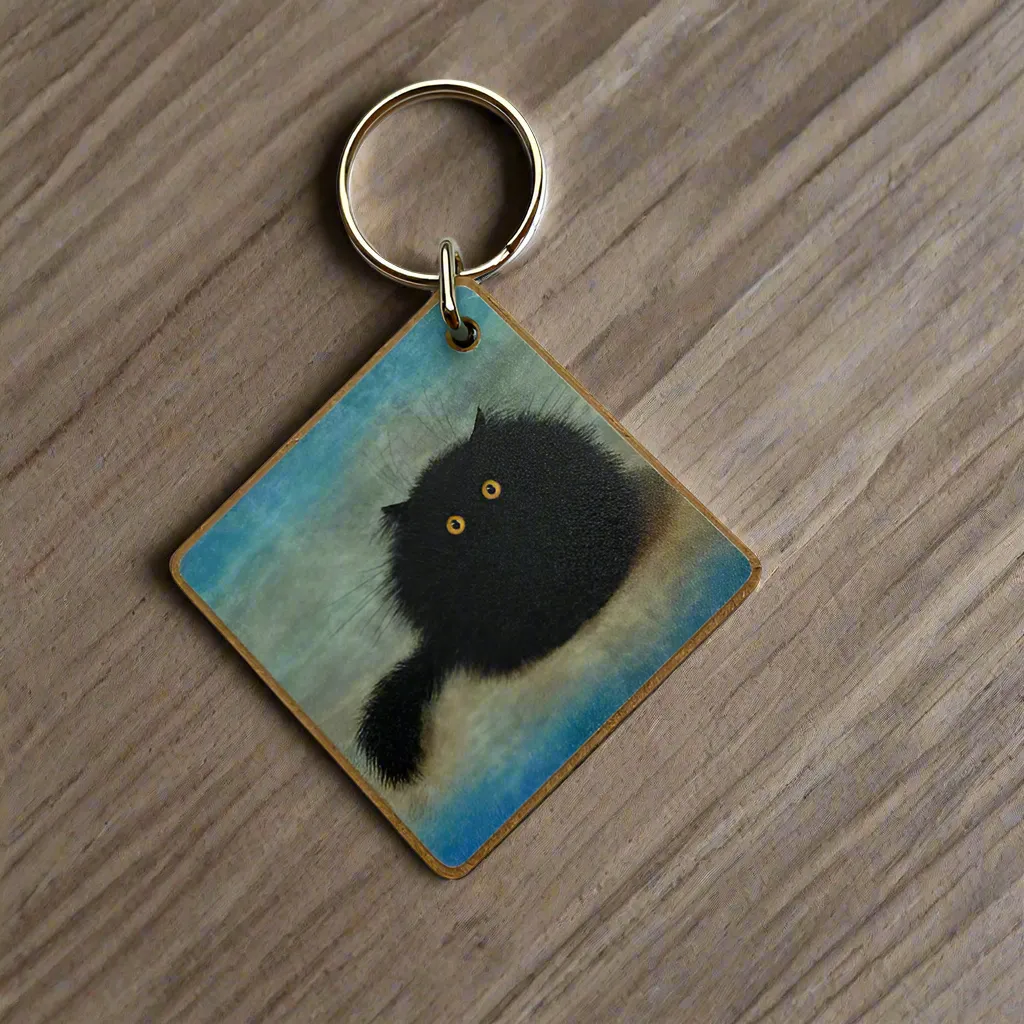 OREO Black Fluffy Cat Keyring