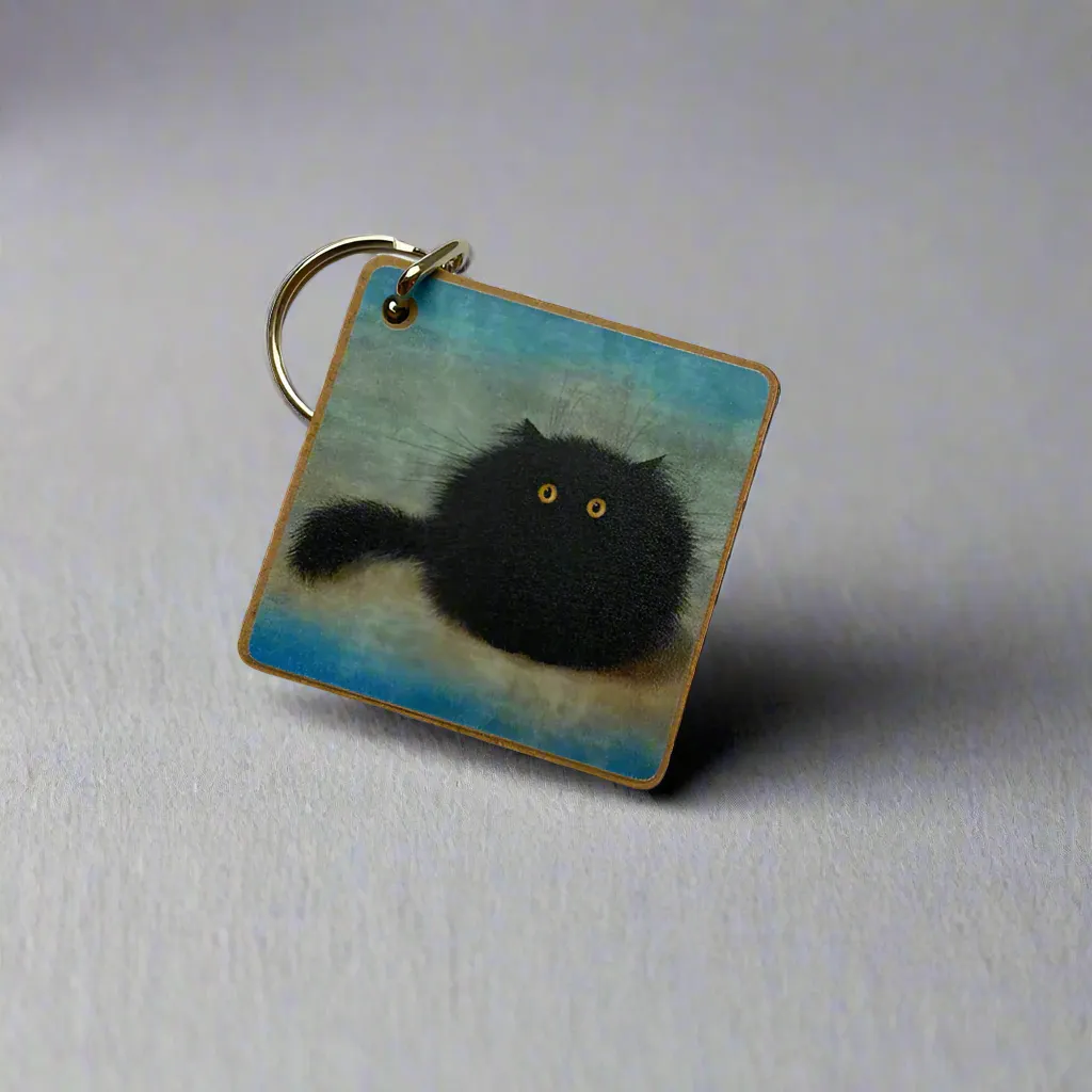 OREO Black Fluffy Cat Keyring