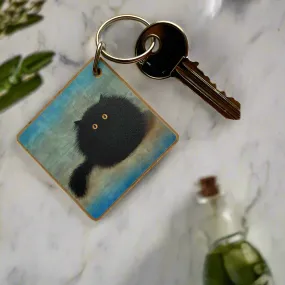 OREO Black Fluffy Cat Keyring