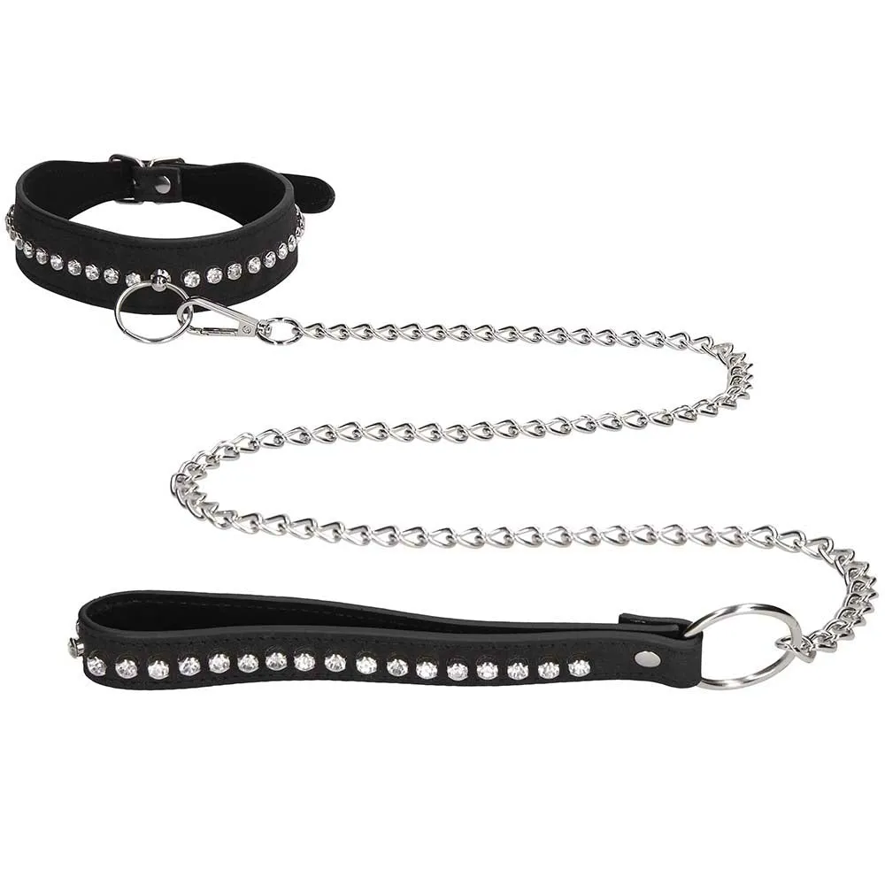 Ouch! Diamond Studded Collar With Leash