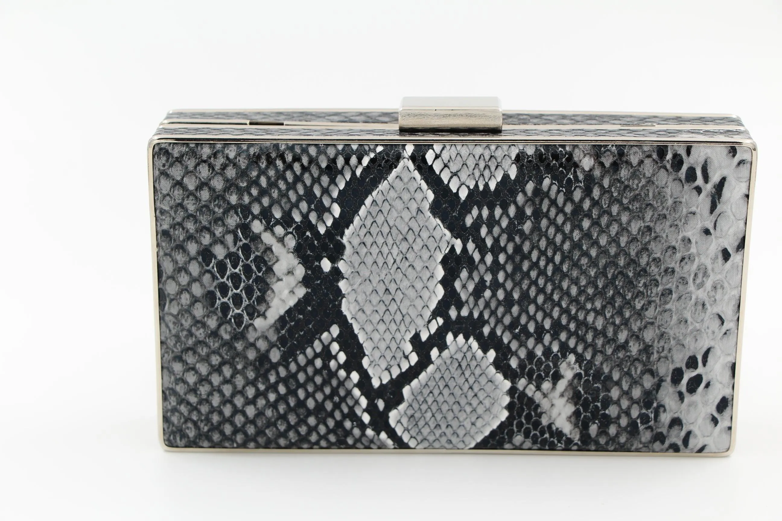 PEPE MOLL grey snake print box clutch