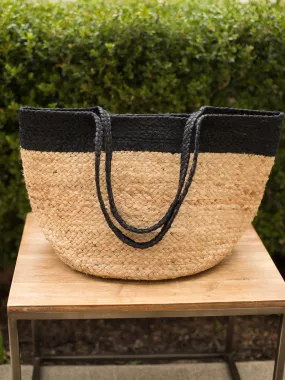 Pheobe Jute Tote - Black/Natural