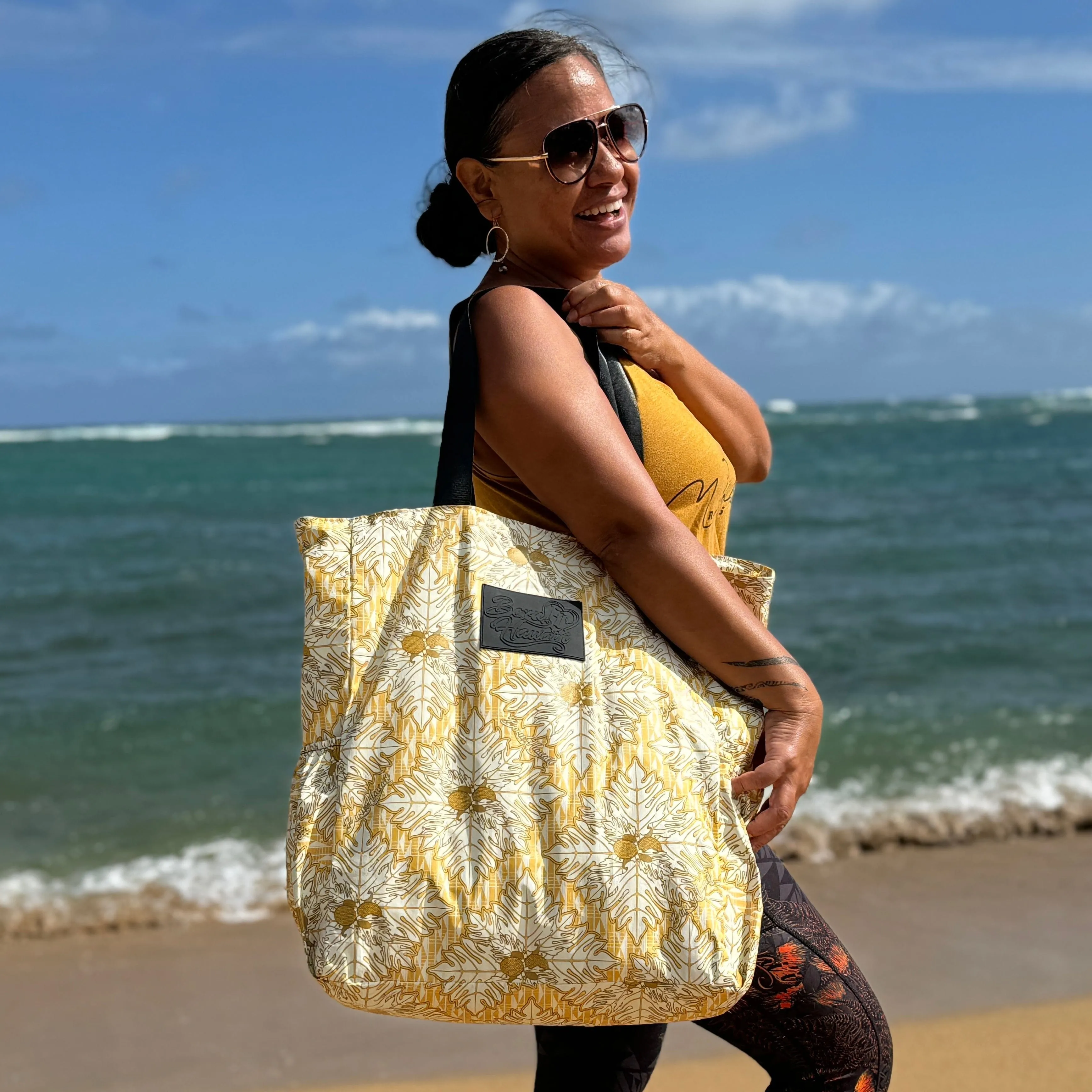 QUILTED HUAKAI BAG MUSTARD