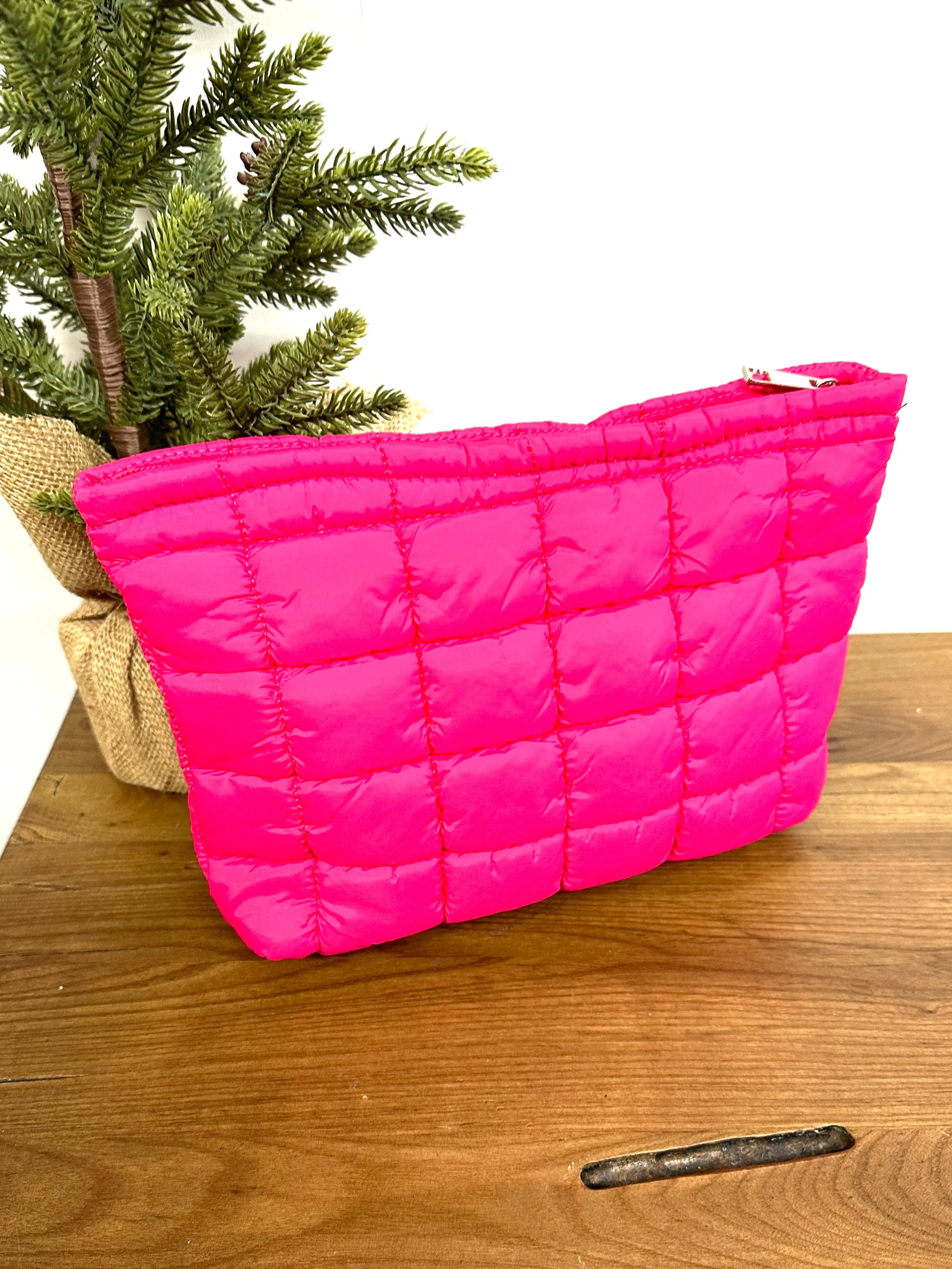 Quilted Puff Cosmetic Makeup Pouch