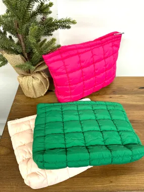 Quilted Puff Cosmetic Makeup Pouch