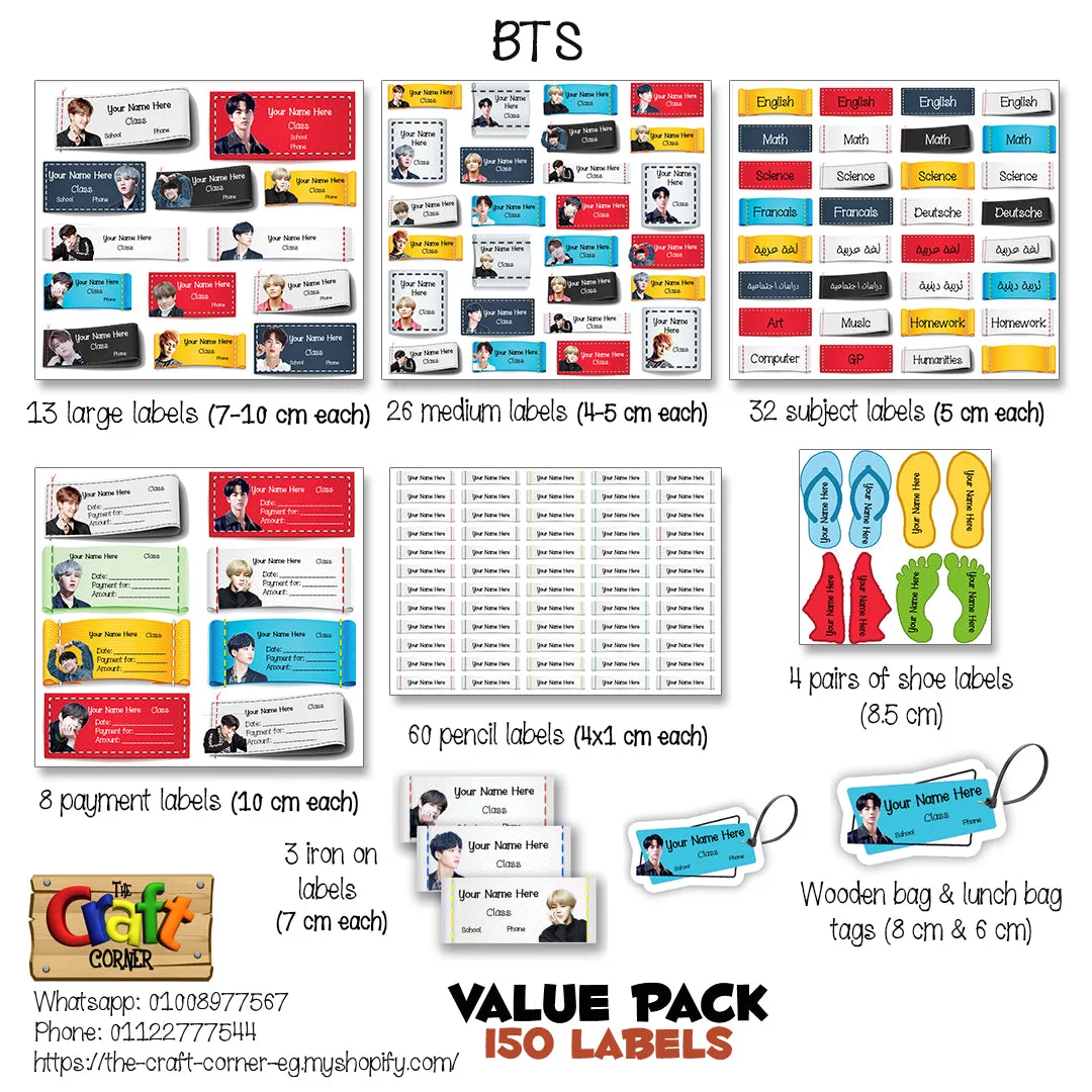 ""BTS" School labels packs