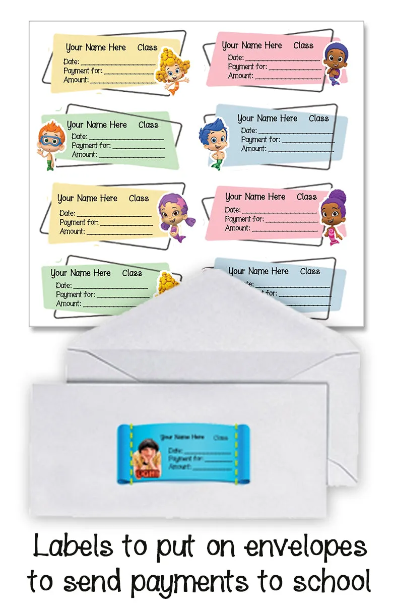 ""Bubble Guppies" School labels packs