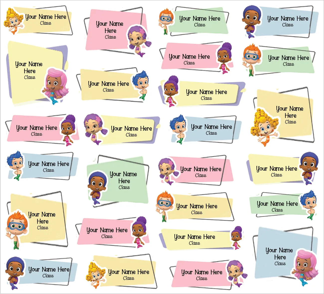 ""Bubble Guppies" School labels packs