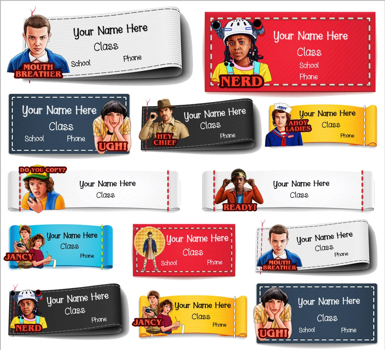 ""Stranger things" School labels packs