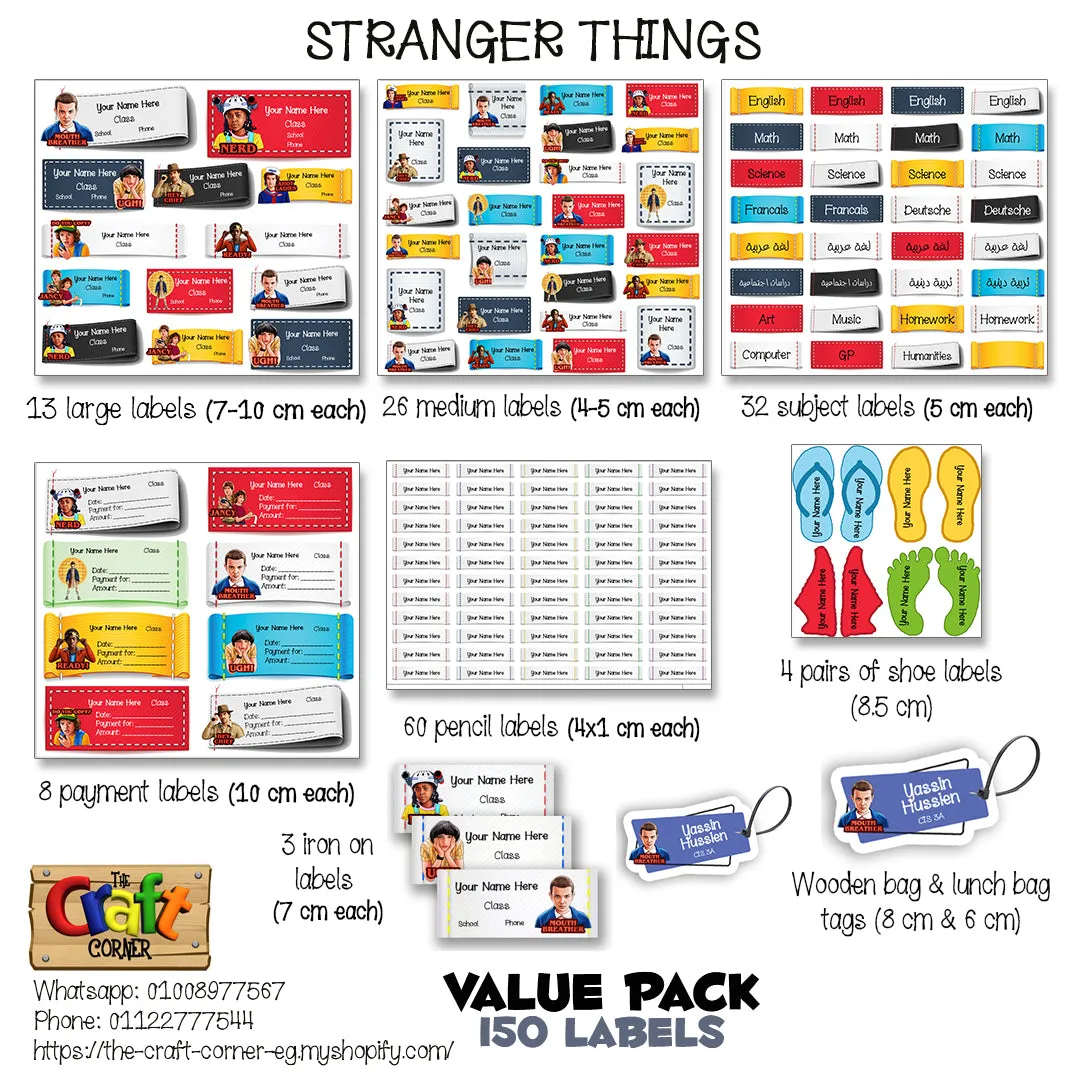 ""Stranger things" School labels packs