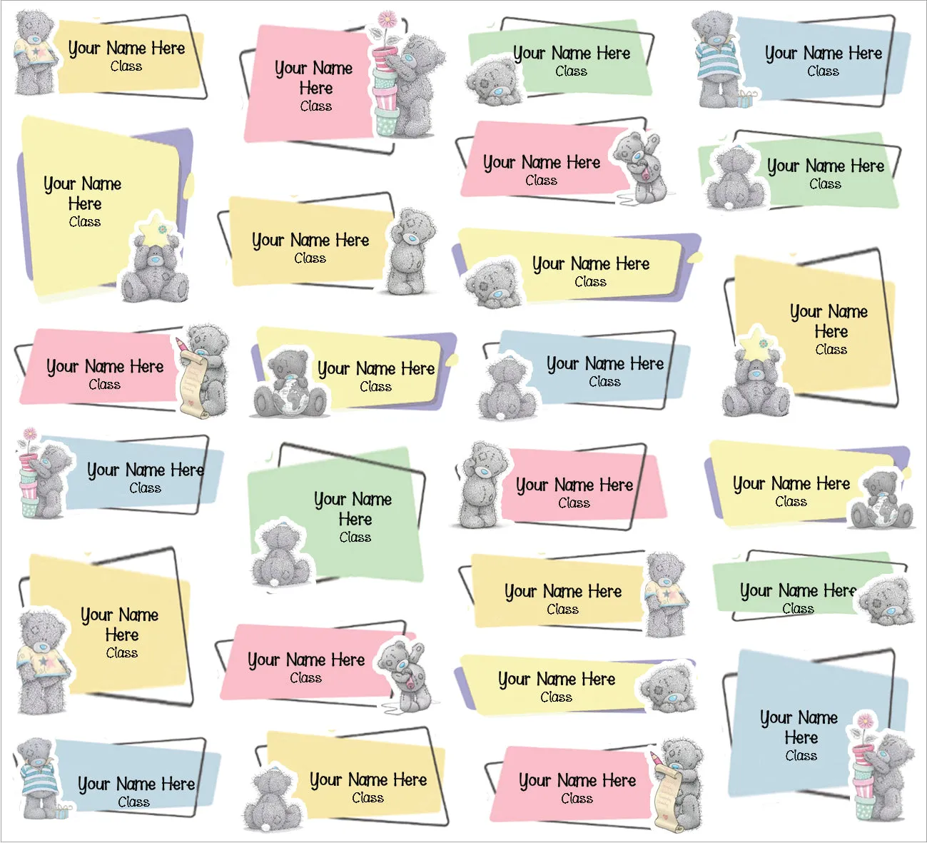 ""Tatty Teddy" School labels packs