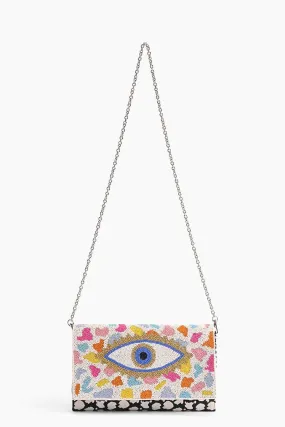 Rainbow Evil Eye Flap Clutch