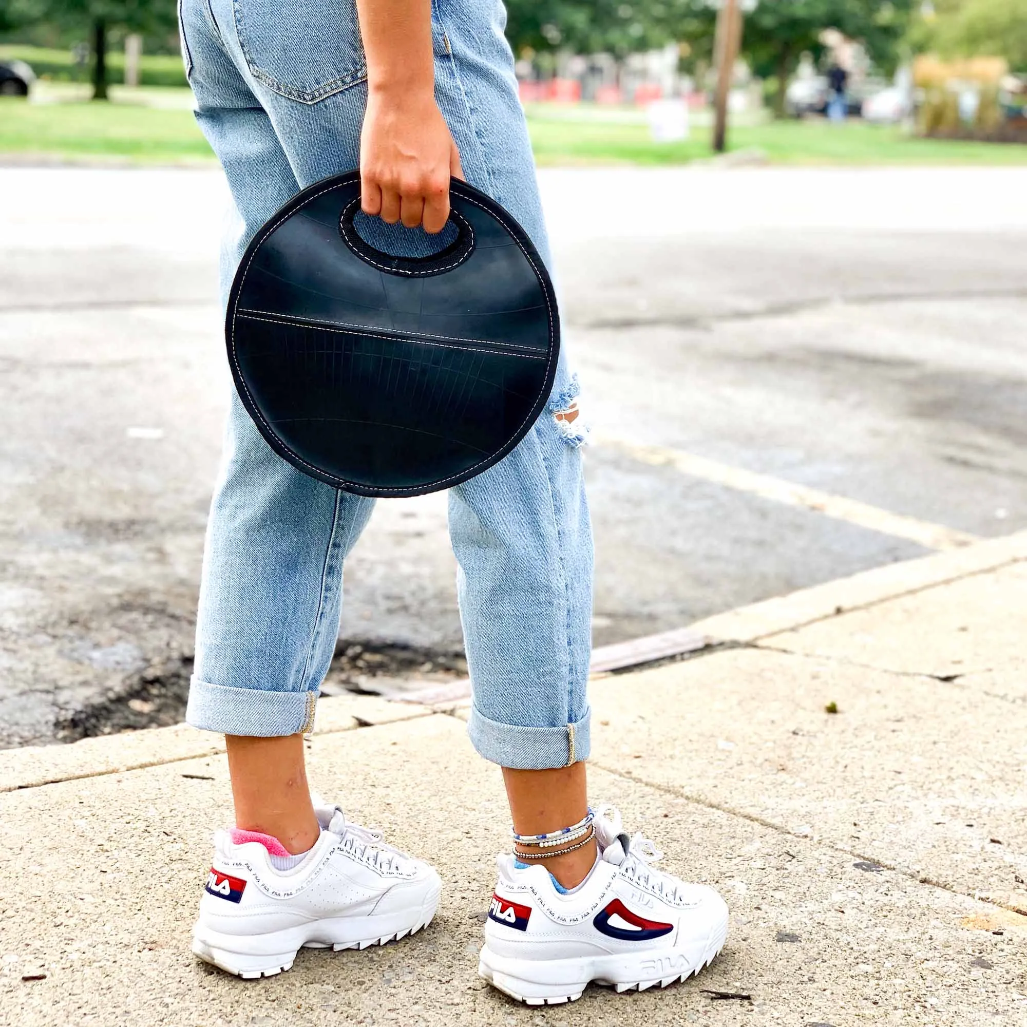 Recycled Rubber Round Handbag