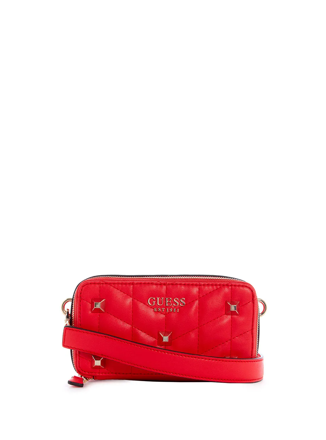 Red Brera Studded Mini Crossbody Camera Bag