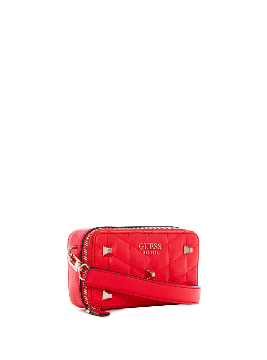 Red Brera Studded Mini Crossbody Camera Bag